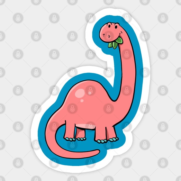 pink dinosaur with a long neck eats leaves Sticker by duxpavlic